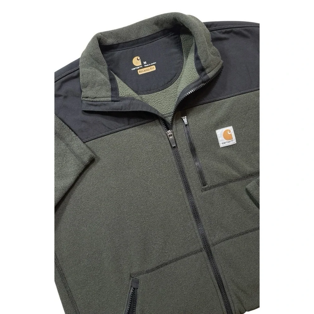 Carhartt Mens Fallon Full-Zip Sweater Fleece Jacket Medium Moss Green &BLK -2203